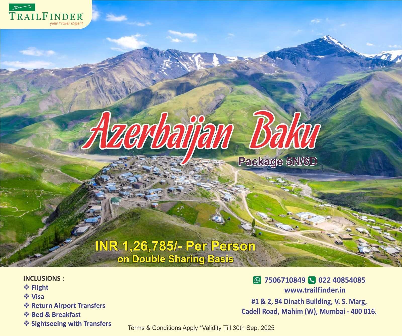 Azerbaijan 6 Days  & 5 Nights(Tour Code 109488 // R)